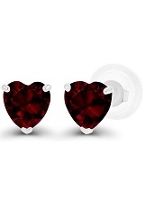 superb white gold heart garnet birthstone baby earrings